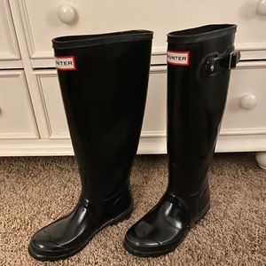 Women’s Black Glossy Tall Hunter Rain Boots